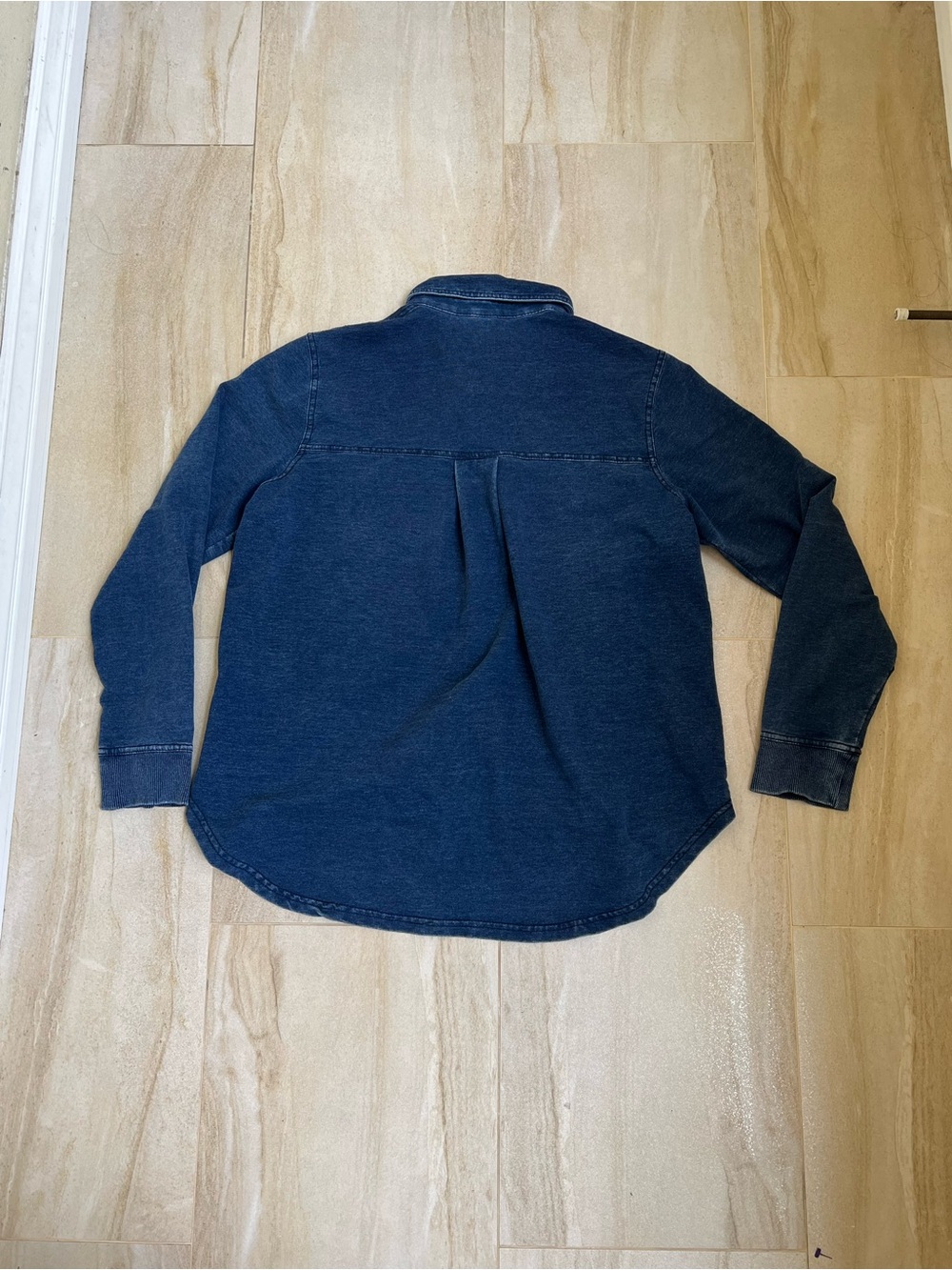 Dark Blue Denim Button-Up Shirt - Picture 6 of 7